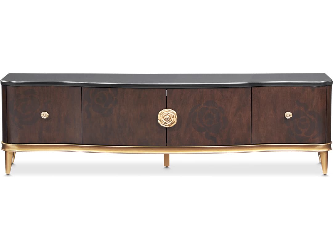 Michael Amini Camellia Field 78" Poplar Wood Warm Pecan Media Console