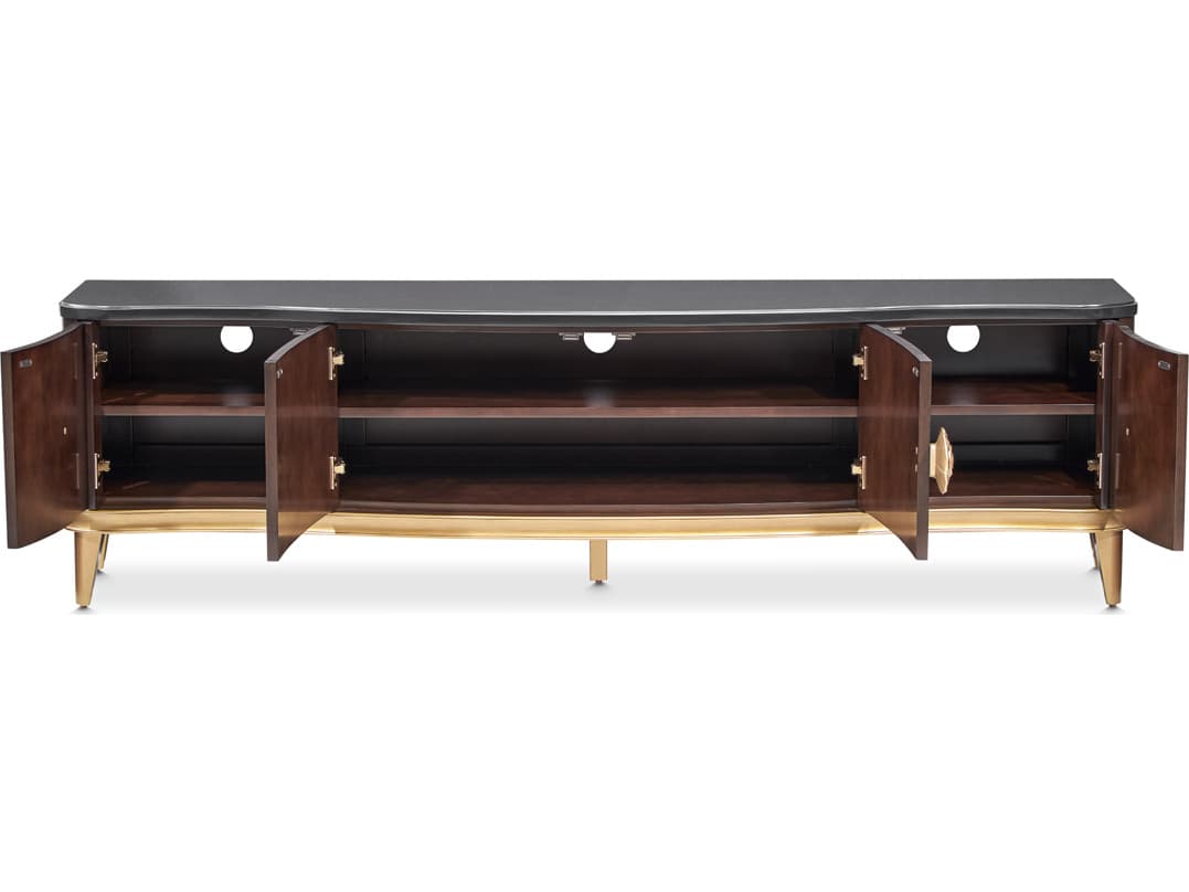 Michael Amini Camellia Field 78" Poplar Wood Warm Pecan Media Console