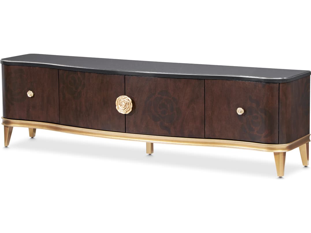 Michael Amini Camellia Field 78" Poplar Wood Warm Pecan Media Console