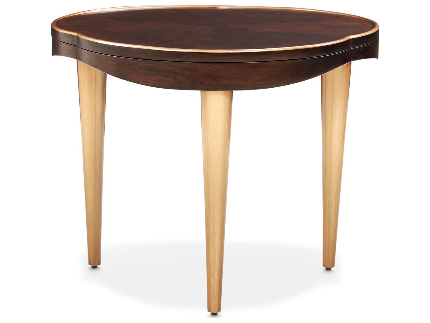 Michael Amini Camellia Field Wood Warm Pecan End Table