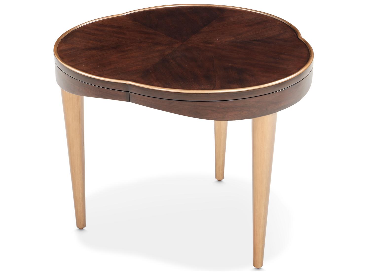 Michael Amini Camellia Field Wood Warm Pecan End Table