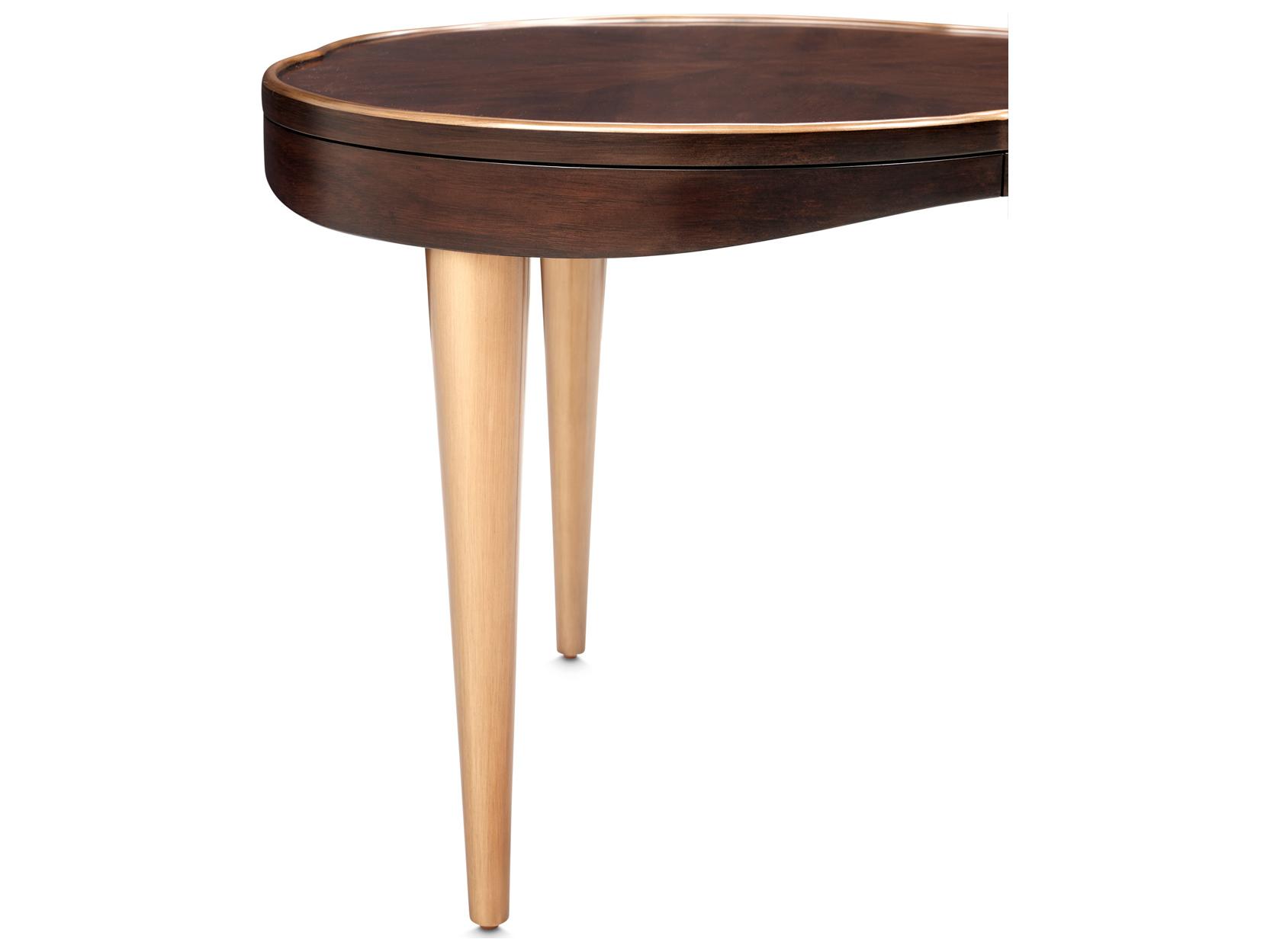 Michael Amini Camellia Field Wood Warm Pecan End Table