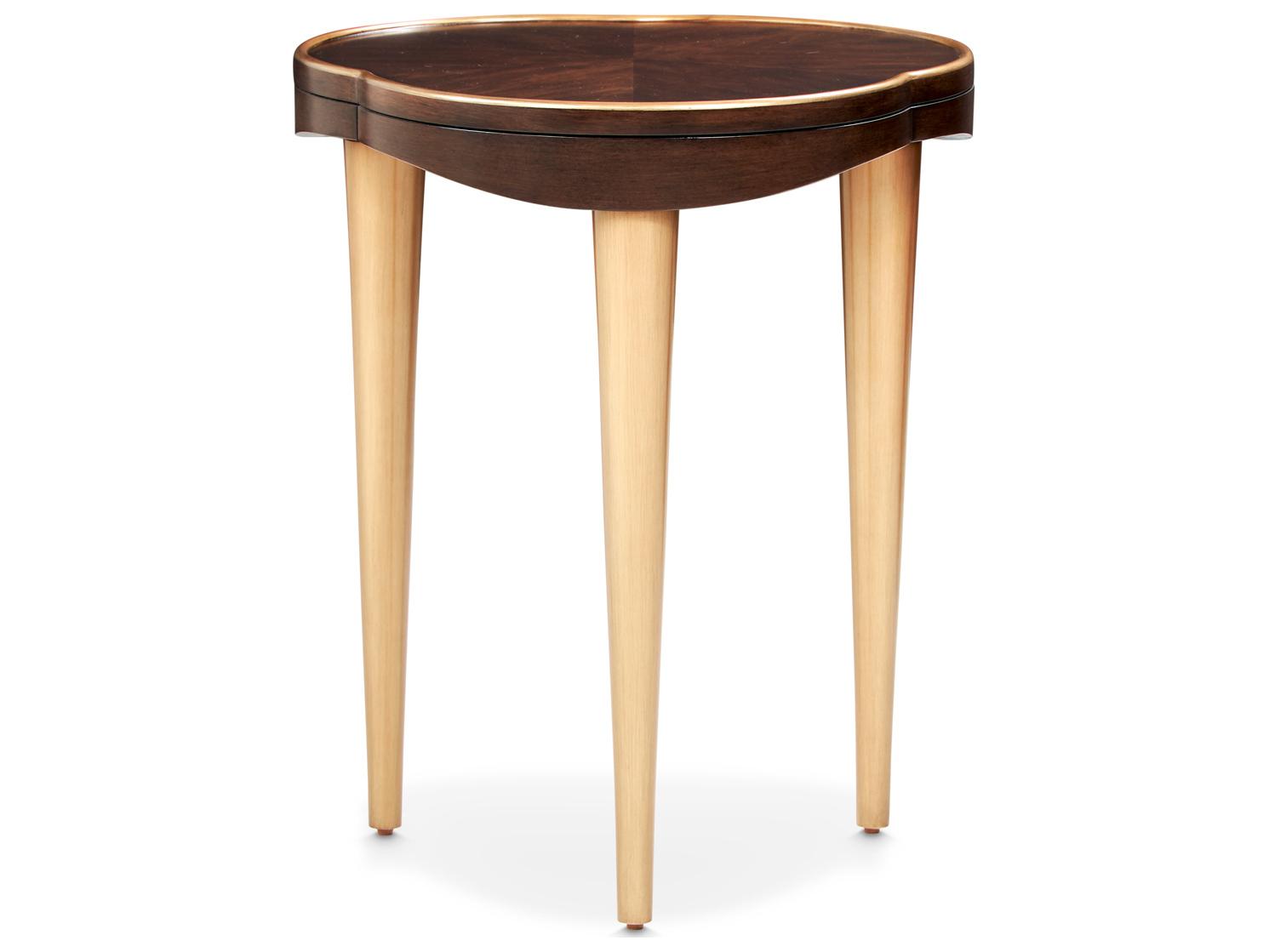 Michael Amini Camellia Field Wood Warm Pecan End Table