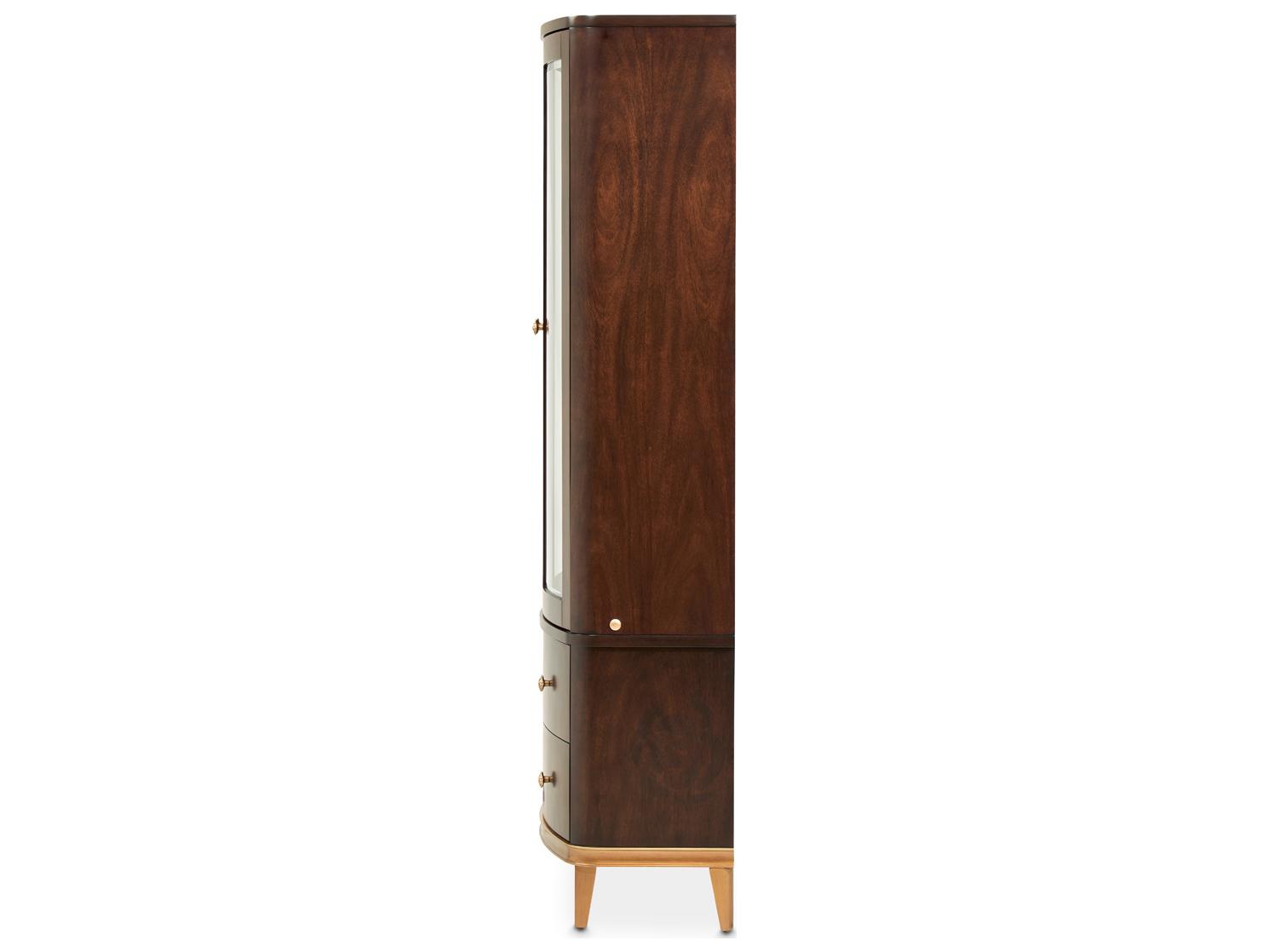 Michael Amini Camellia Field Poplar Wood Warm Pecan Display Cabinet