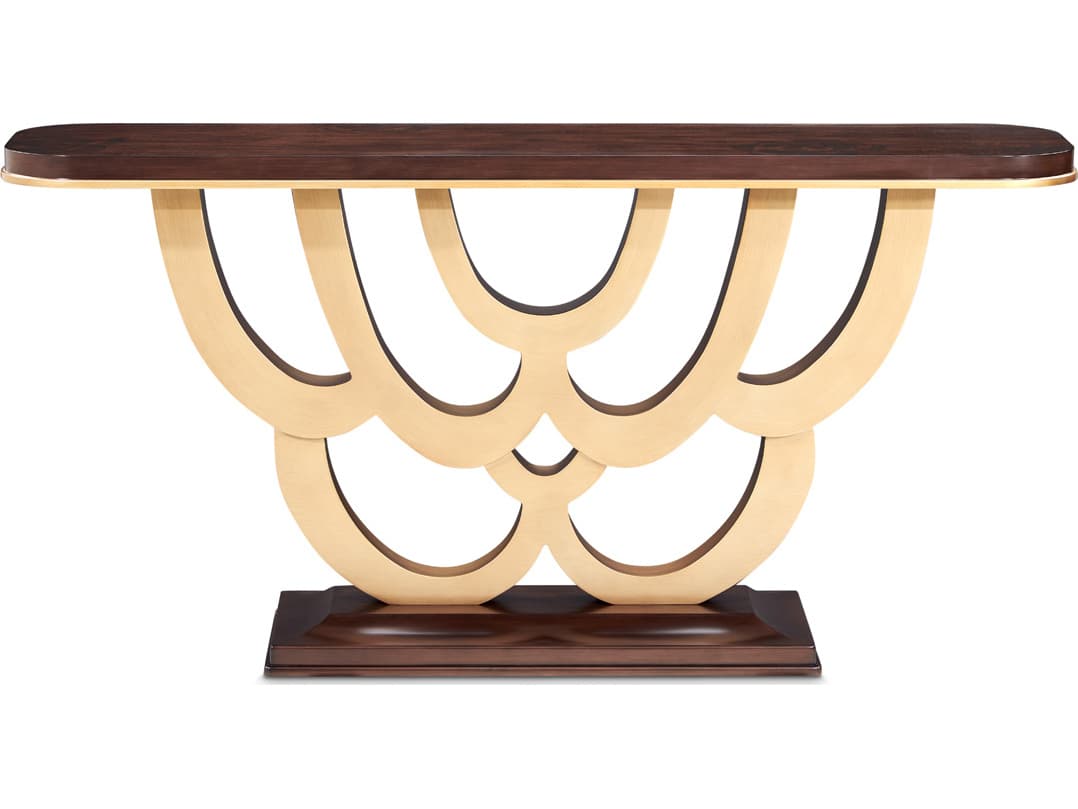 Michael Amini Camellia Field Rectangular Wood Warm Pecan Console Table