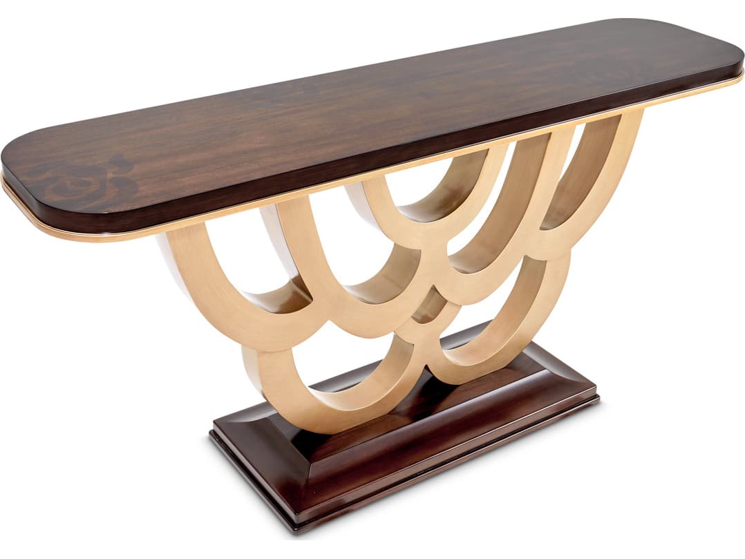 Michael Amini Camellia Field Rectangular Wood Warm Pecan Console Table