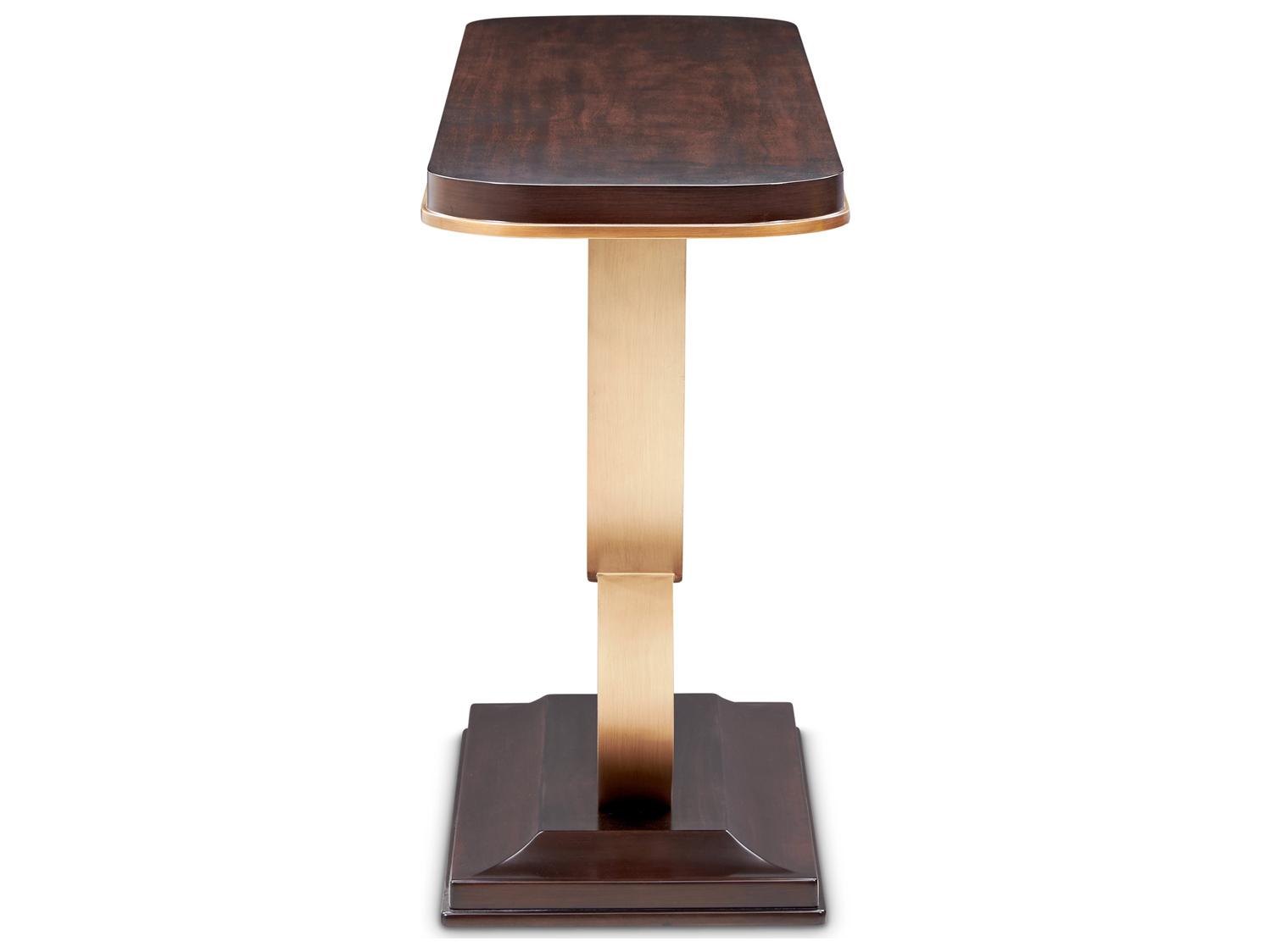 Michael Amini Camellia Field Rectangular Wood Warm Pecan Console Table