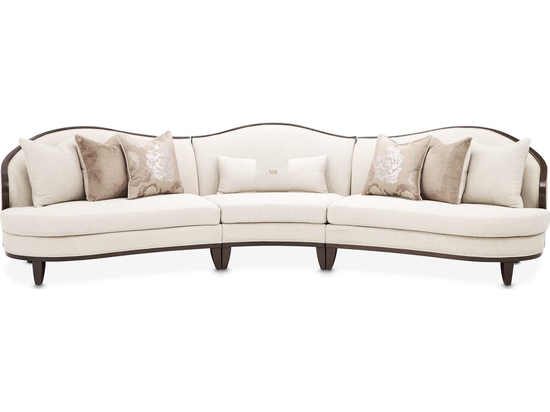 Michael Amini Camellia Field Warm Pecan Linen Beige Upholstered Modular