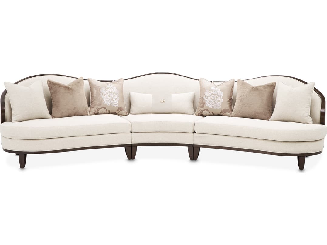 Michael Amini Camellia Field Warm Pecan Linen Beige Upholstered Modular