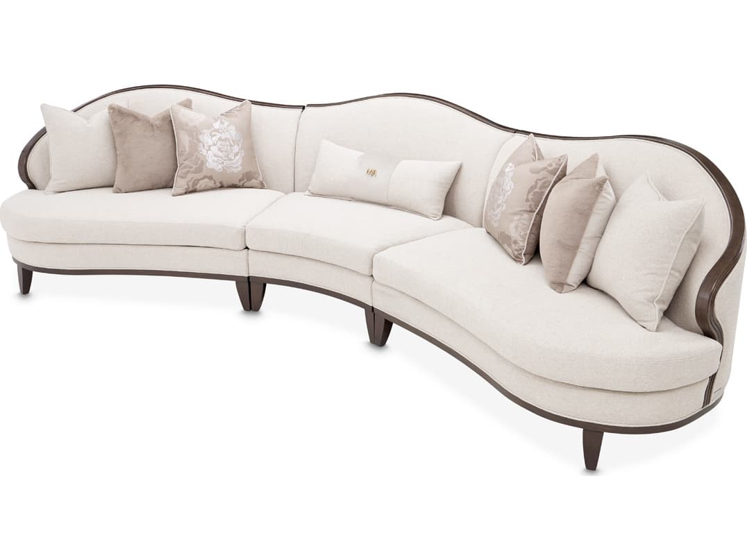 Michael Amini Camellia Field Warm Pecan Linen Beige Upholstered Modular