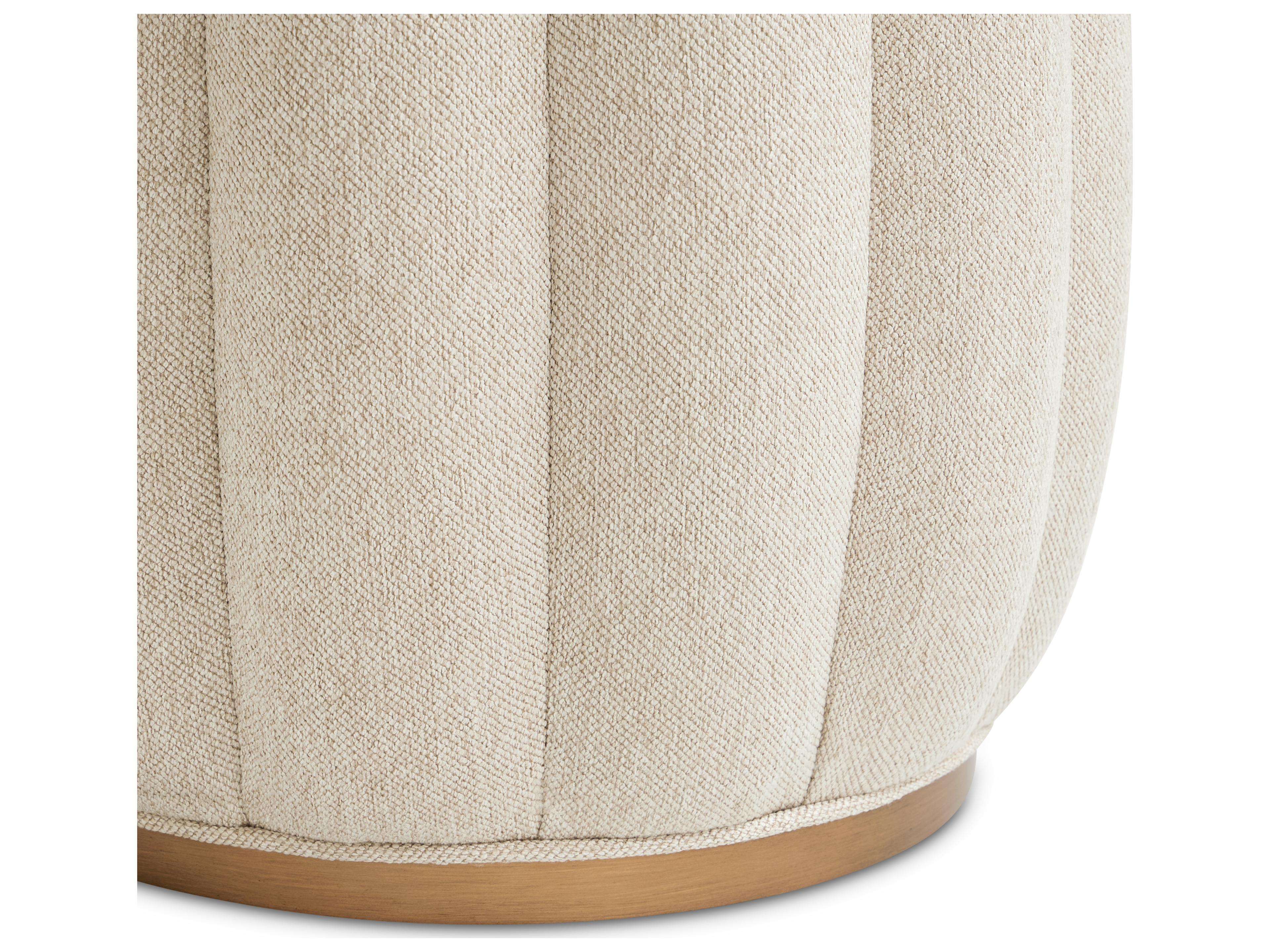 Michael Amini Camellia Field Warm Pecan Linen Beige Upholstered Accent Bench