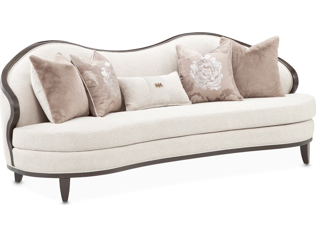 Michael Amini Camellia Field Warm Pecan Linen Beige Upholstered Sofa