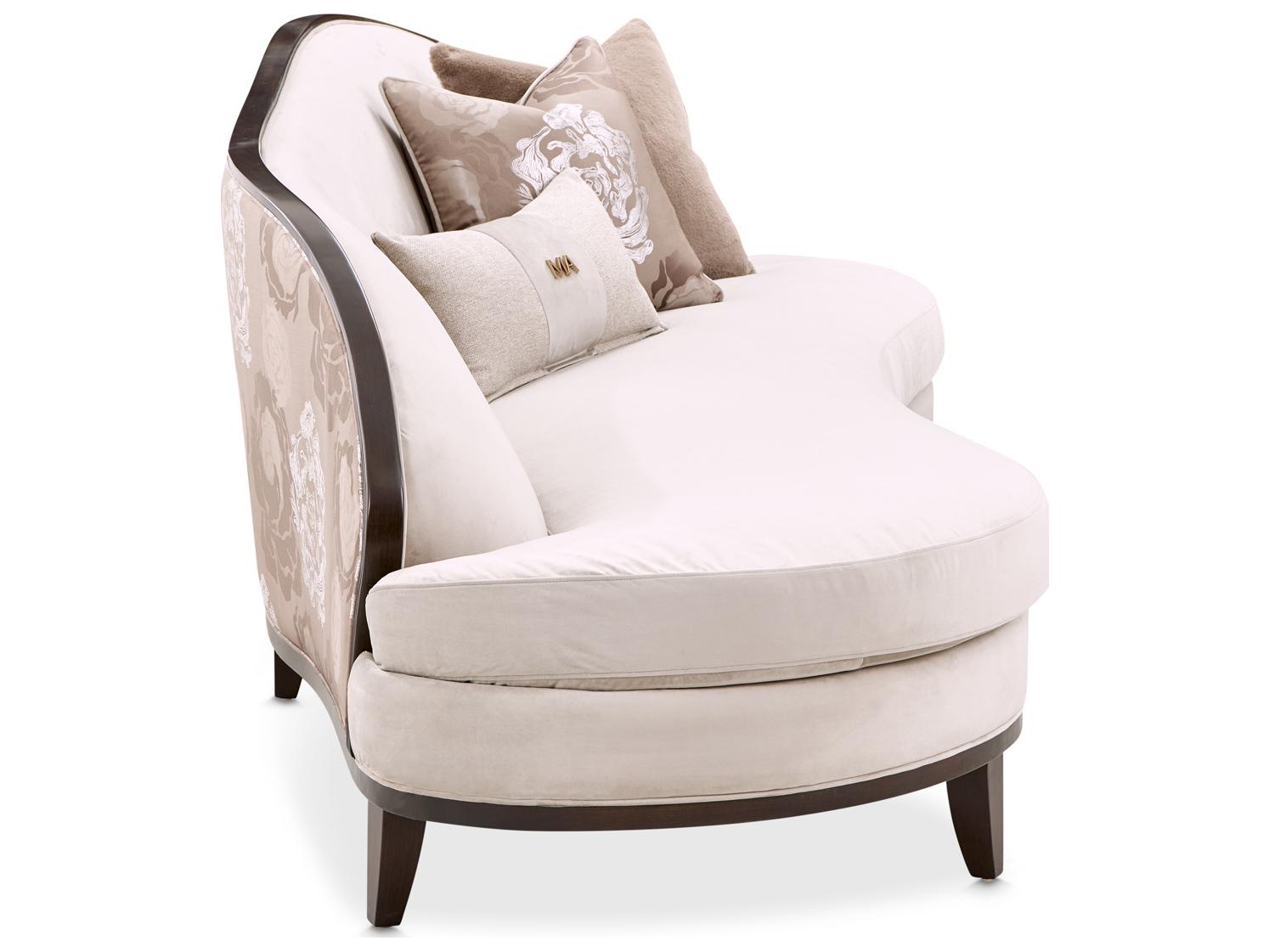 Michael Amini Camellia Field Warm Pecan Porcini Beige Upholstered Sofa