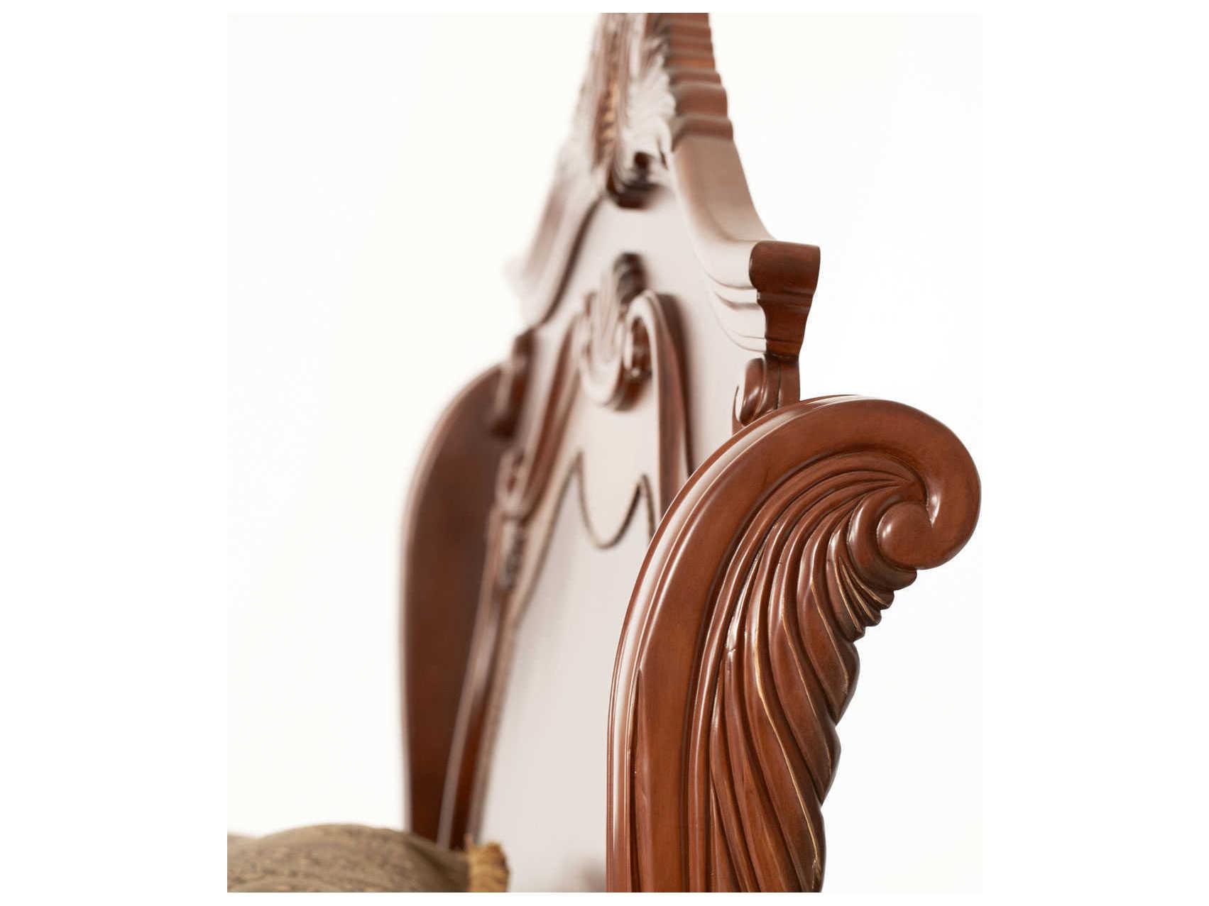 Michael Amini Cortina Honey Walnut Brown Solid Wood King Sleigh Bed