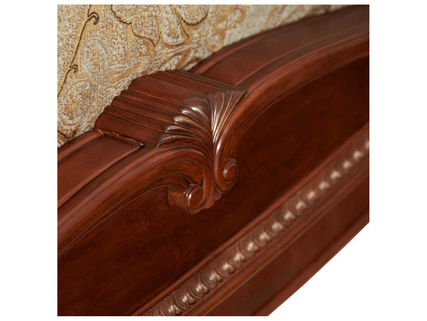 Michael Amini Cortina Honey Walnut Brown Solid Wood Queen Sleigh Bed