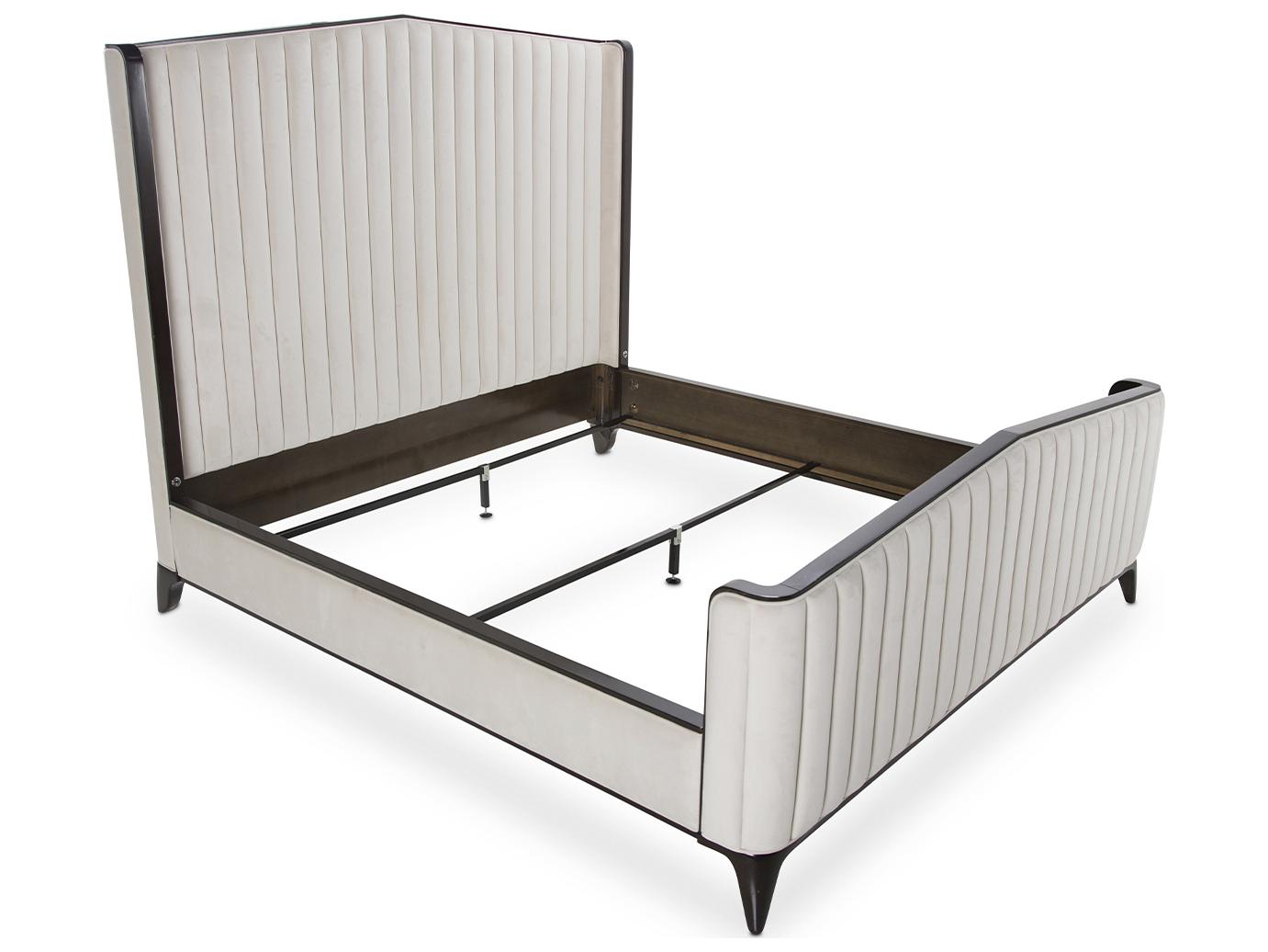 Michael Amini Paris Chic Gray Beech Wood Upholstered California King Panel Bed