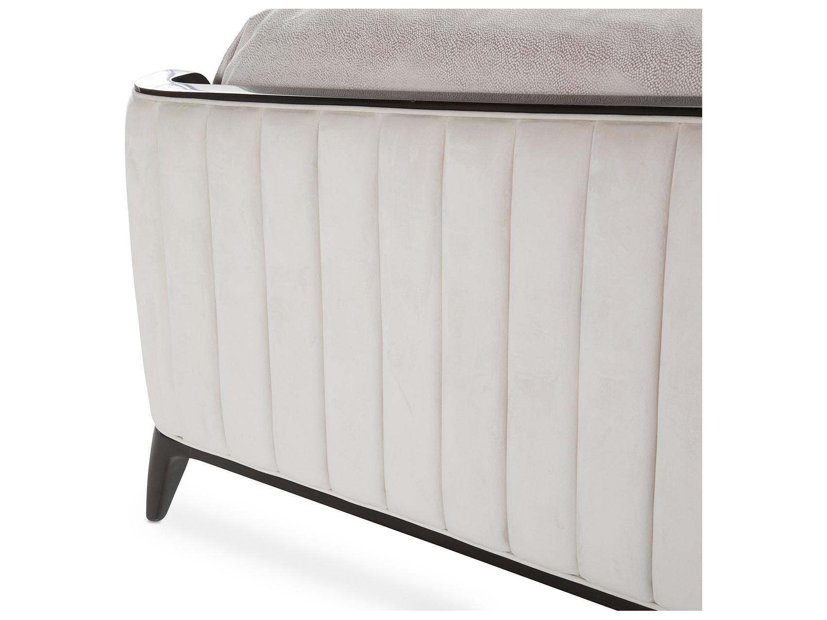 Michael Amini Paris Chic Gray Beech Wood Upholstered California King Panel Bed