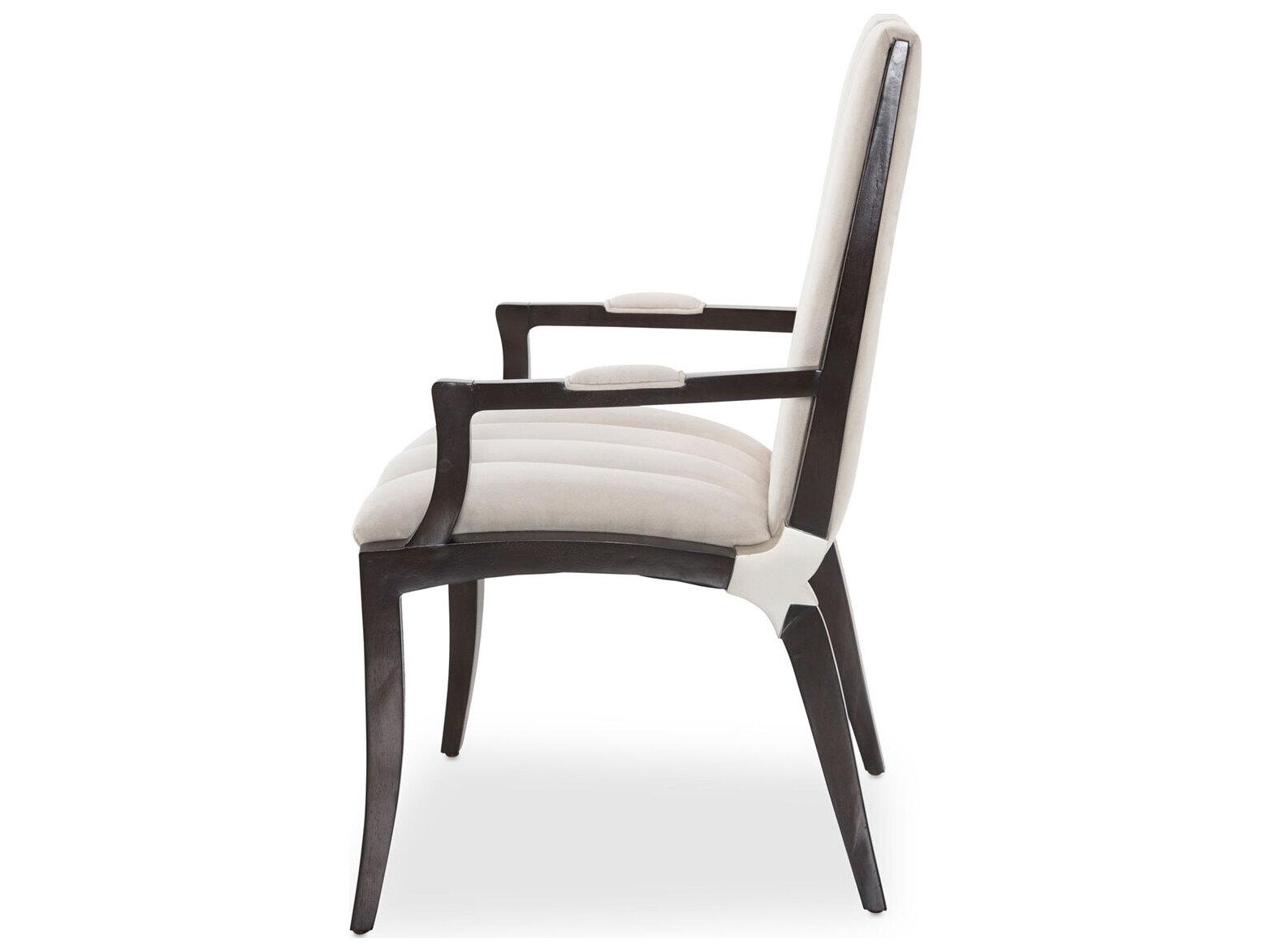 Michael Amini Paris Chic Beech Wood Brown Upholstered Arm Dining Chair