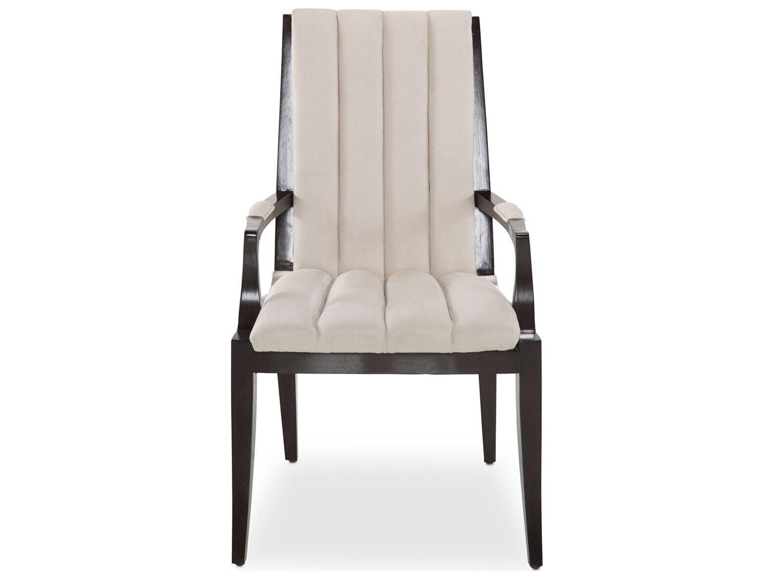 Michael Amini Paris Chic Beech Wood Brown Upholstered Arm Dining Chair