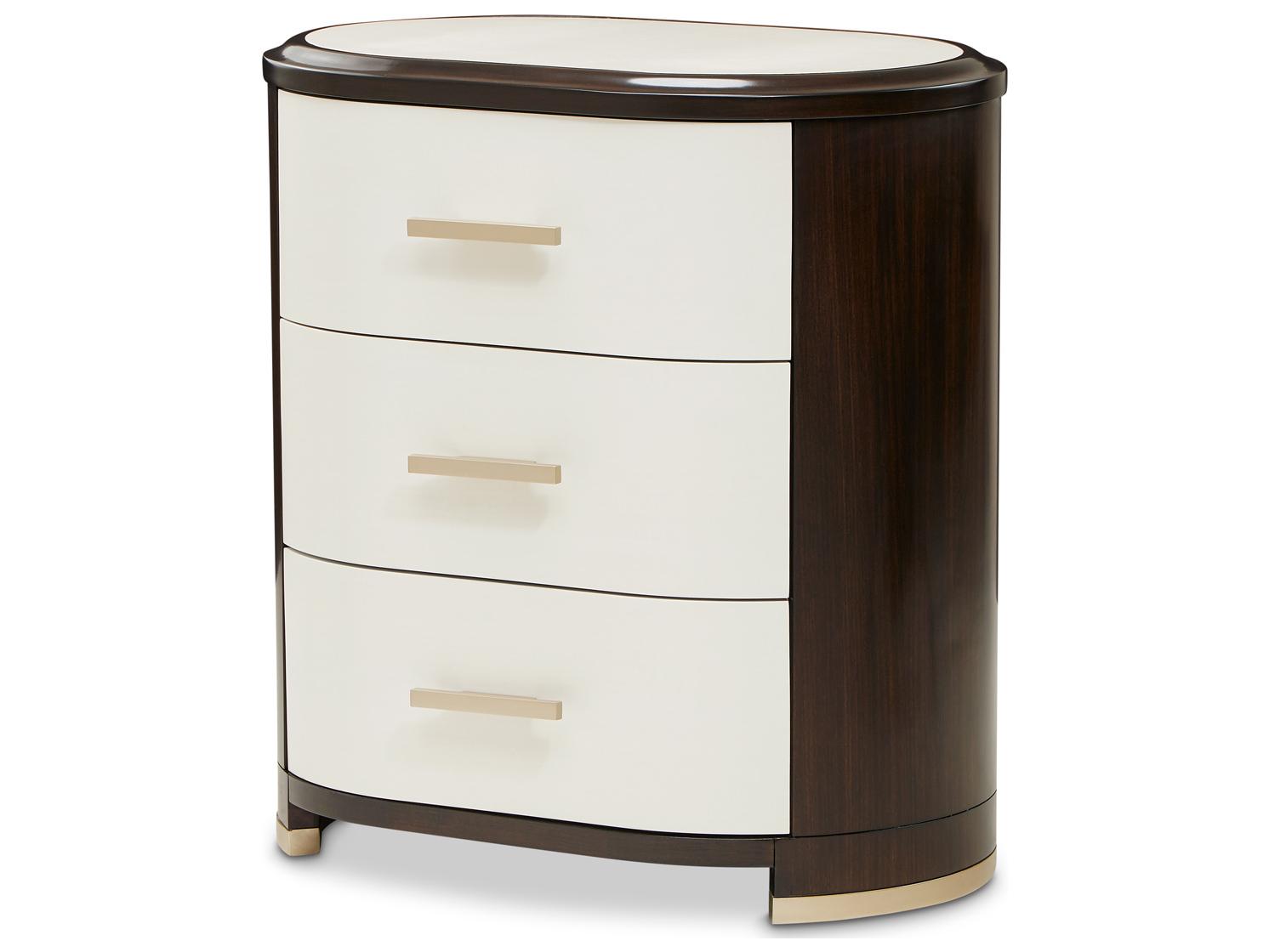 Michael Amini Paris Chic 3-Drawers Brown Beech Wood Nightstand