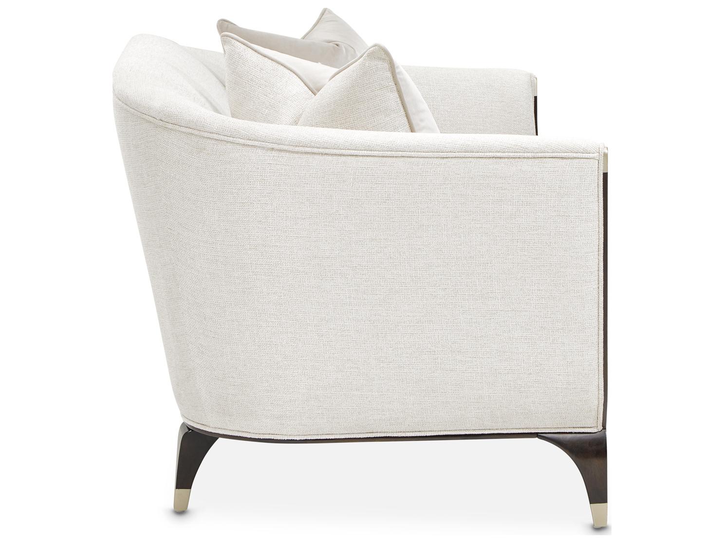 Michael Amini Paris Chic White Faux Leather Loveseat