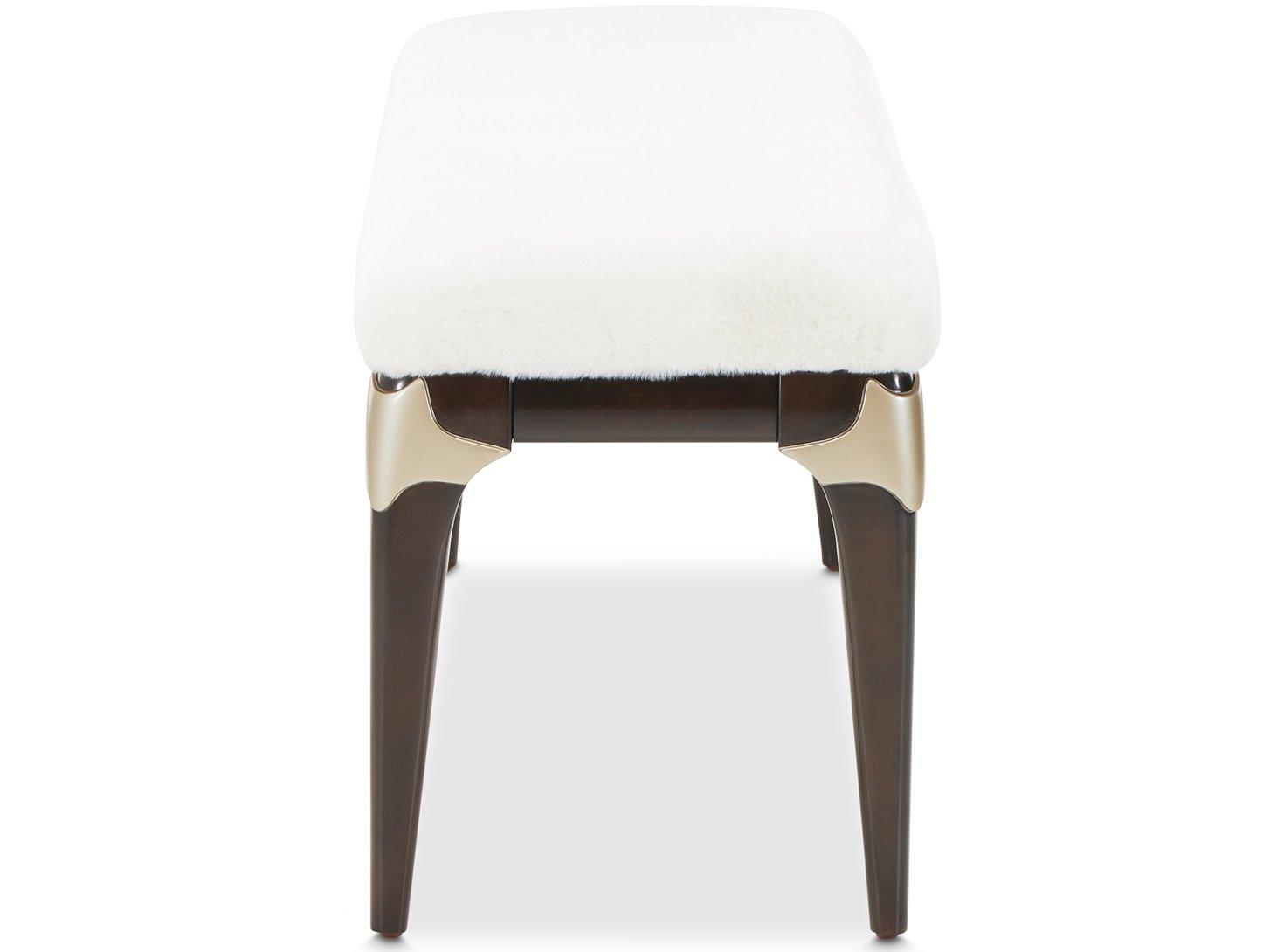 Michael Amini Paris Chic White Upholstered Accent Bench