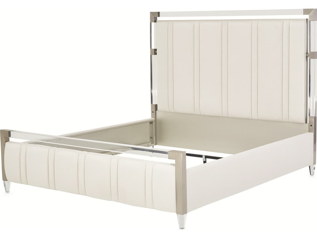 Michael Amini Penthouse Gray Beech Wood King Panel Bed