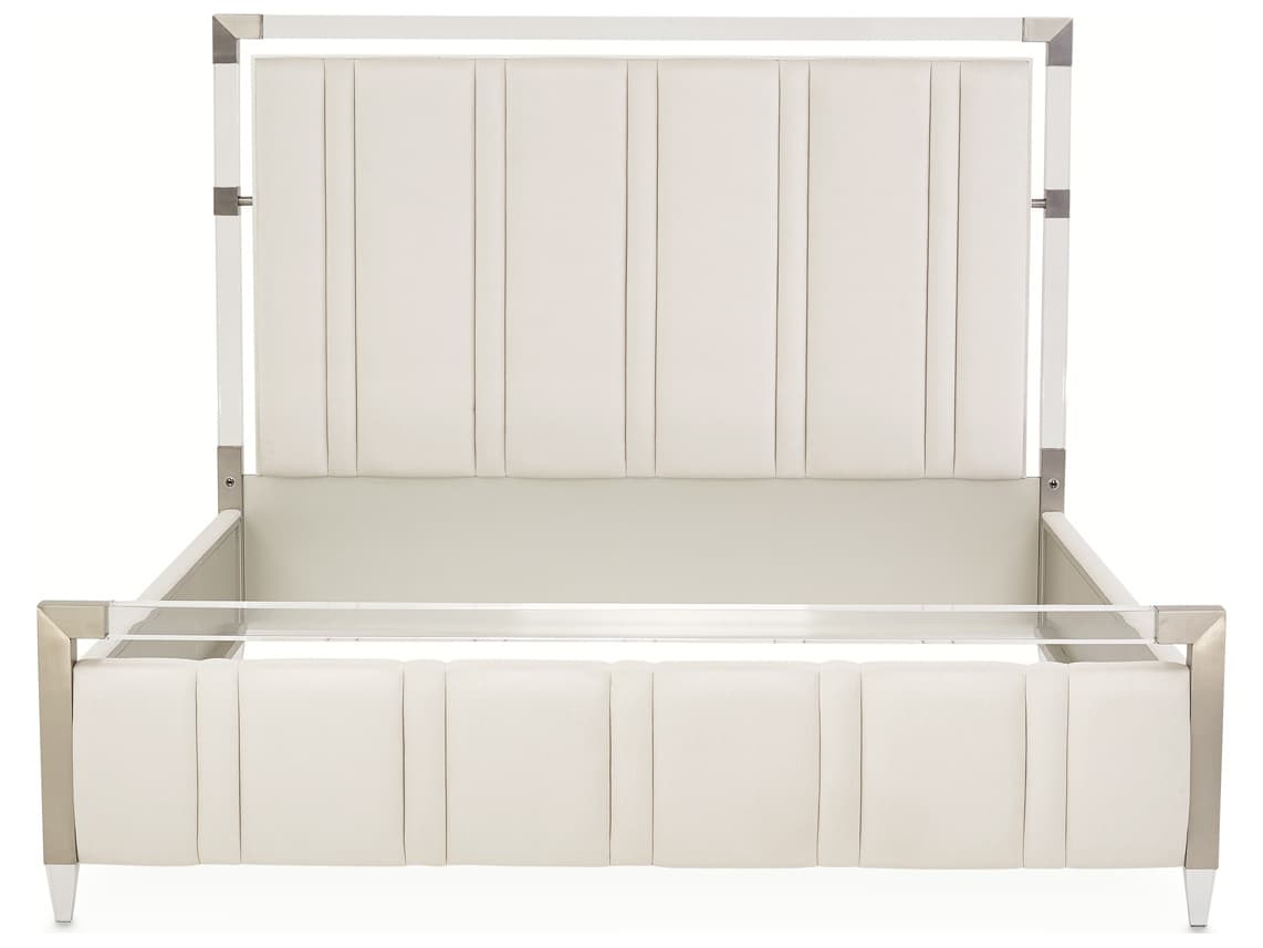 Michael Amini Penthouse Gray Beech Wood King Panel Bed