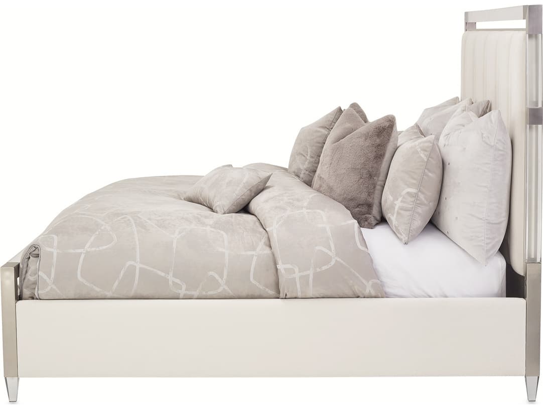 Michael Amini Penthouse Gray Beech Wood King Panel Bed