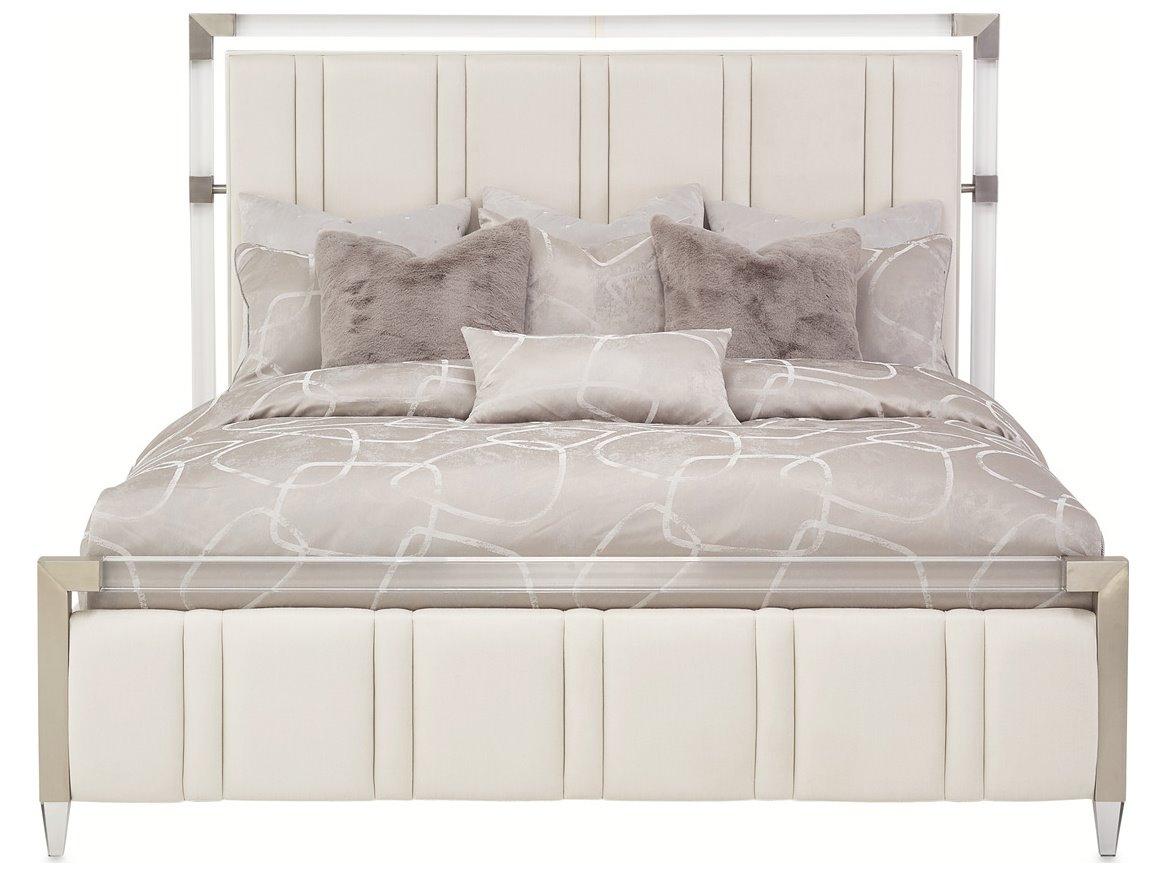 Michael Amini Penthouse Gray Beech Wood Queen Panel Bed