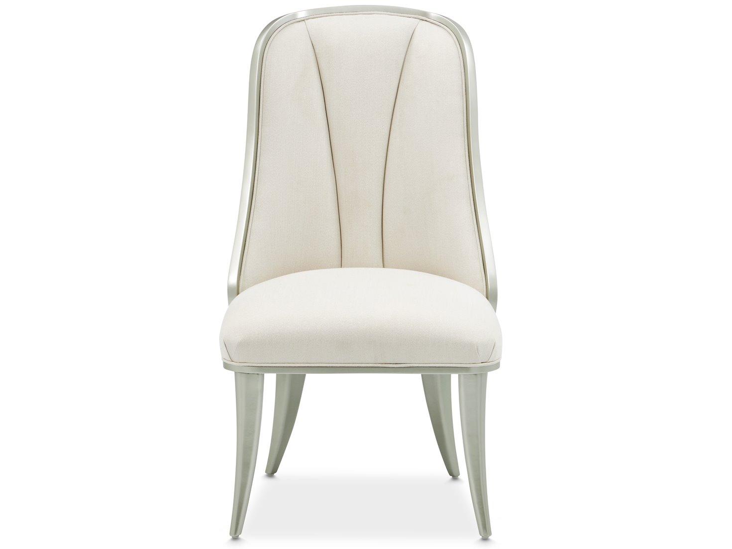 Michael Amini Penthouse Rubberwood White Upholstered Armless Dining Chair