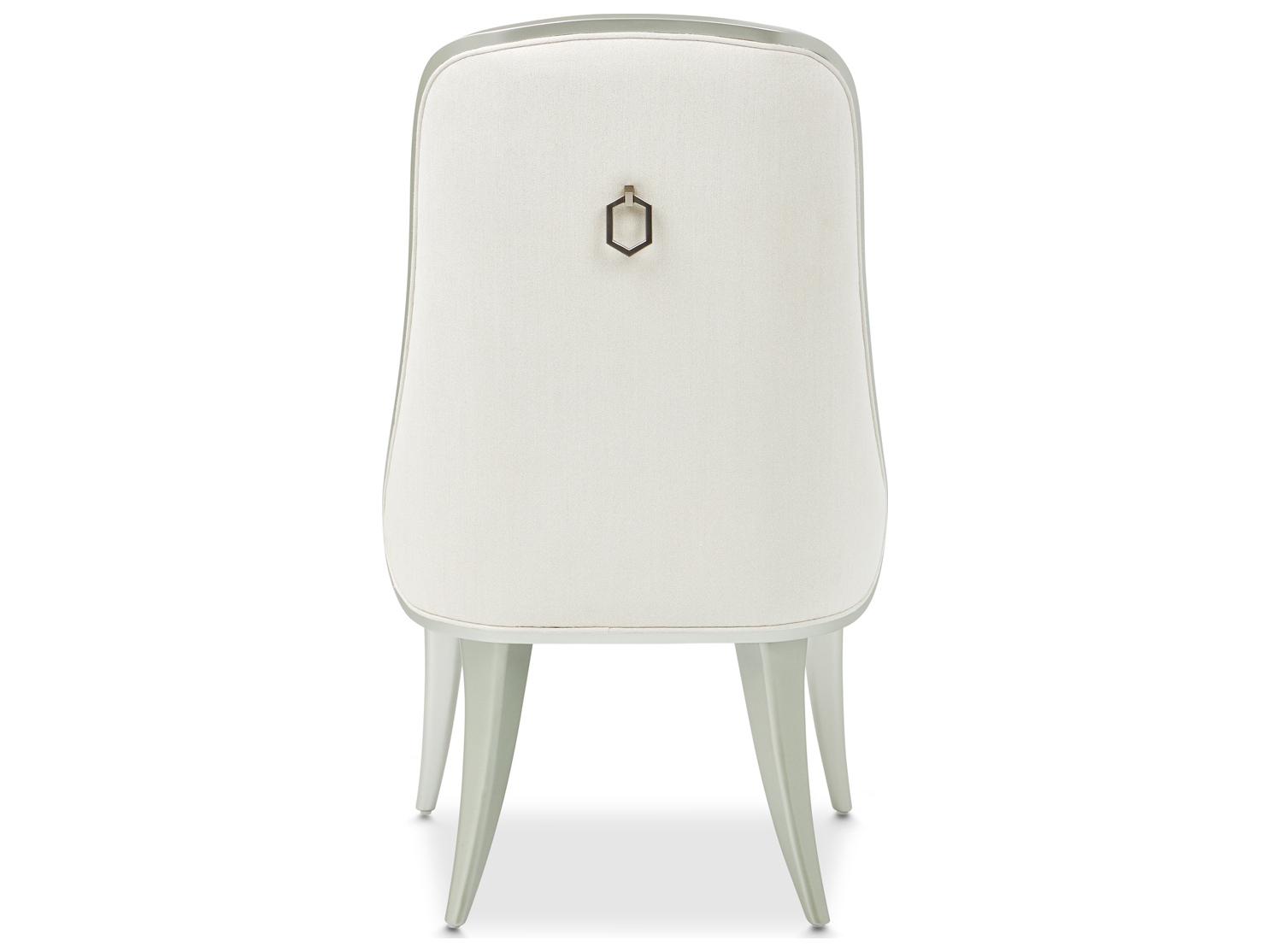 Michael Amini Penthouse Rubberwood White Upholstered Armless Dining Chair