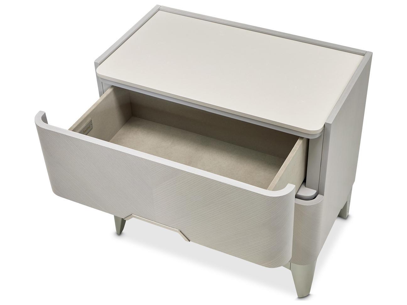 Michael Amini Penthouse 2-Drawers Gray Poplar Wood Nightstand