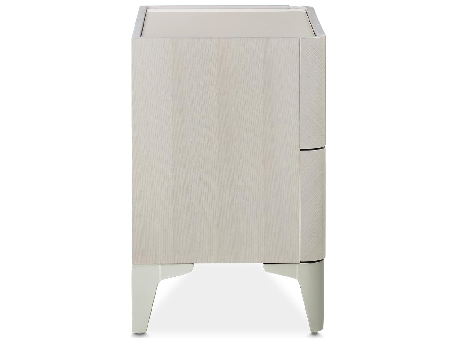 Michael Amini Penthouse 2-Drawers Gray Poplar Wood Nightstand
