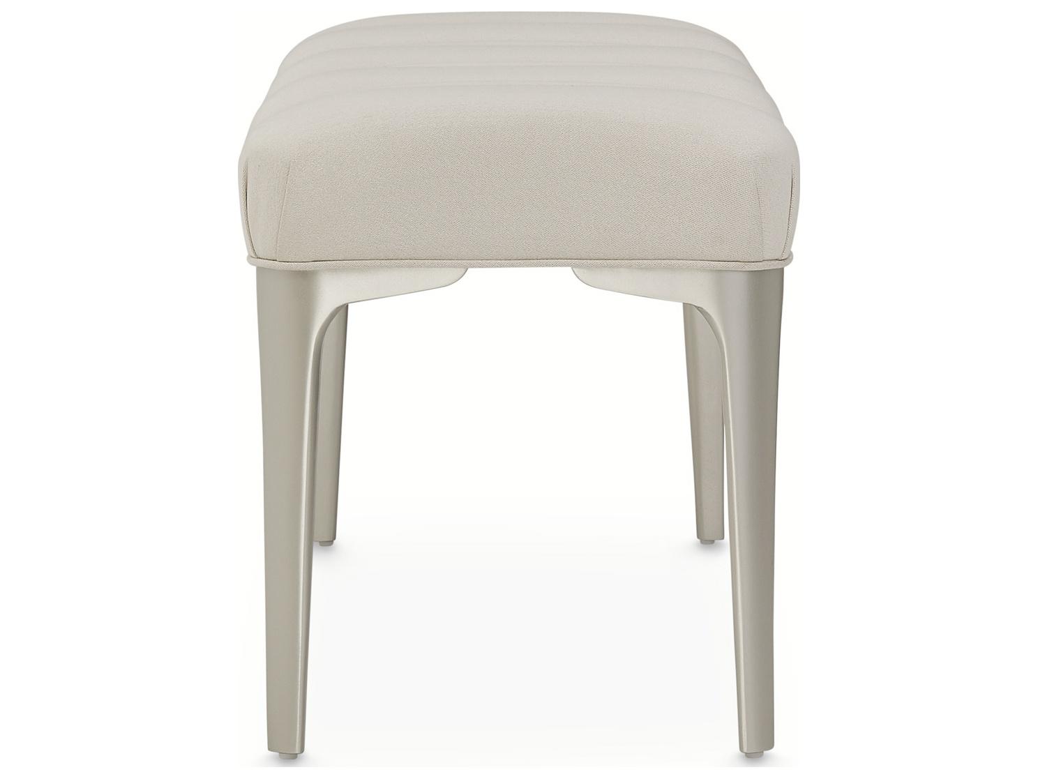 Michael Amini Penthouse White Upholstered Accent Bench