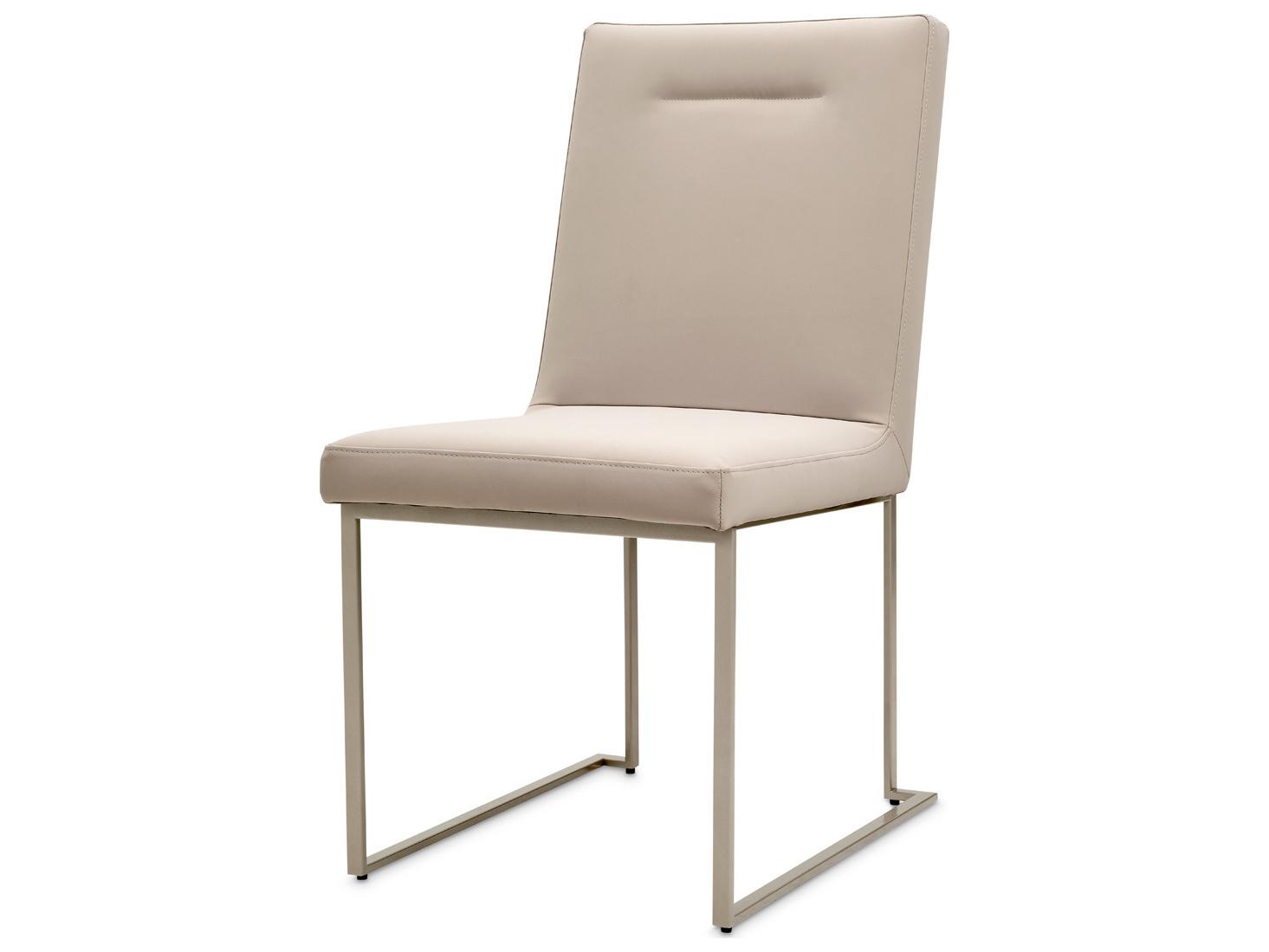 Michael Amini Marin Rubberwood Beige Armless Dining Chair