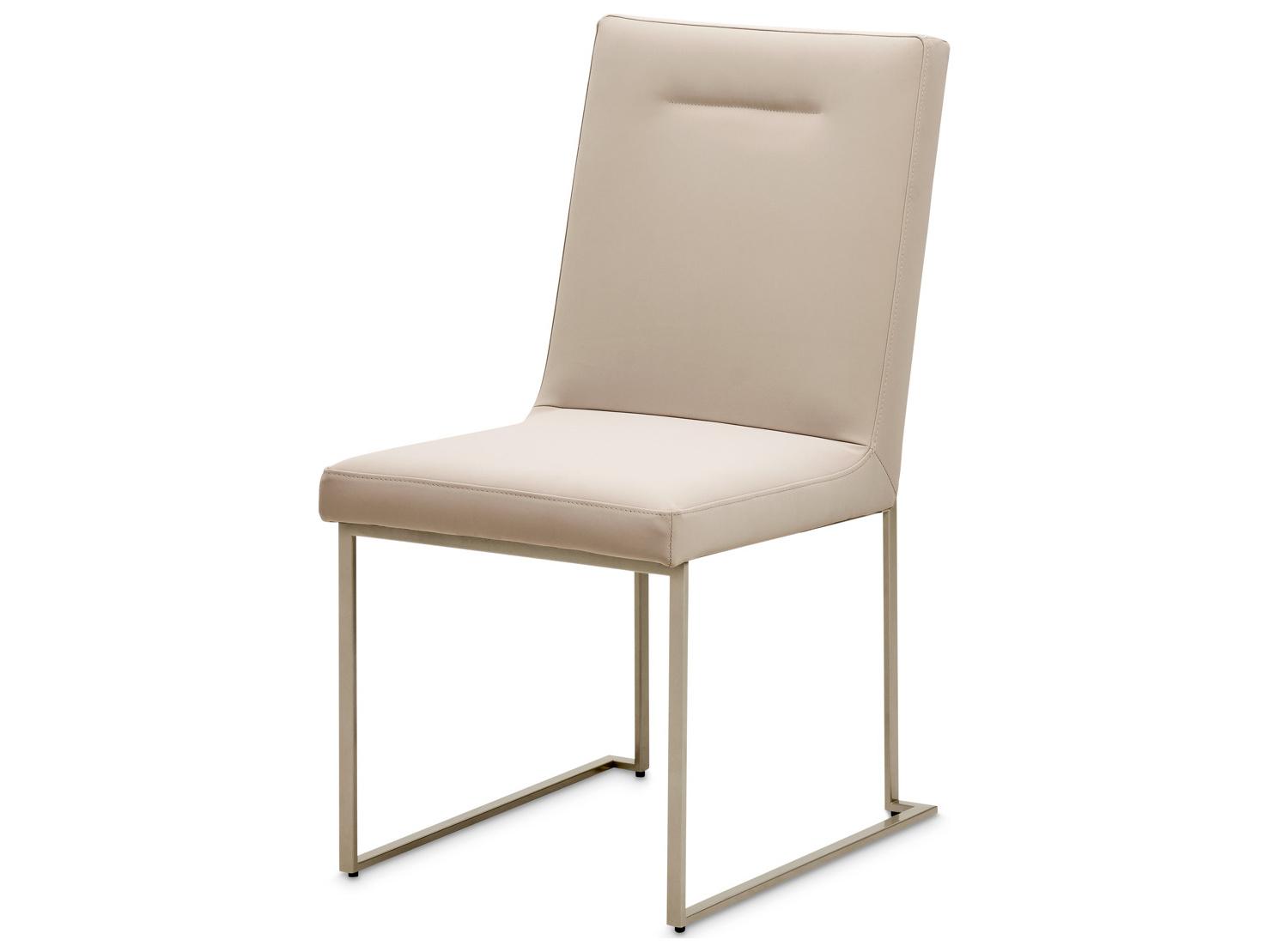 Michael Amini Marin Rubberwood Beige Armless Dining Chair