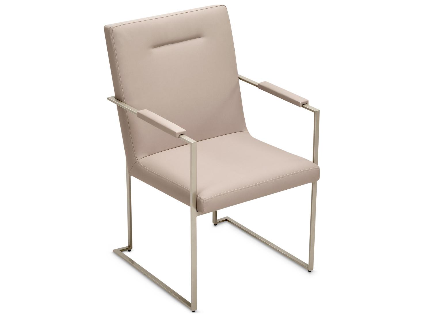Michael Amini Marin Rubberwood Beige Arm Dining Chair