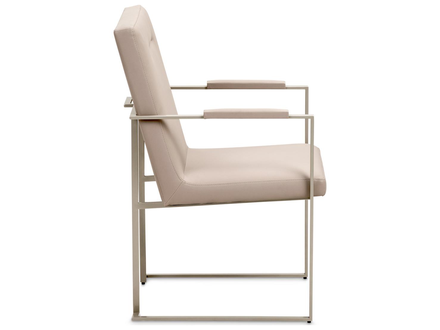Michael Amini Marin Rubberwood Beige Arm Dining Chair