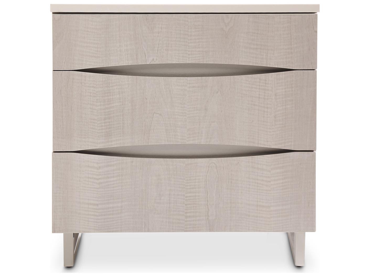 Michael Amini Marin 3-Drawers Gray Nightstand
