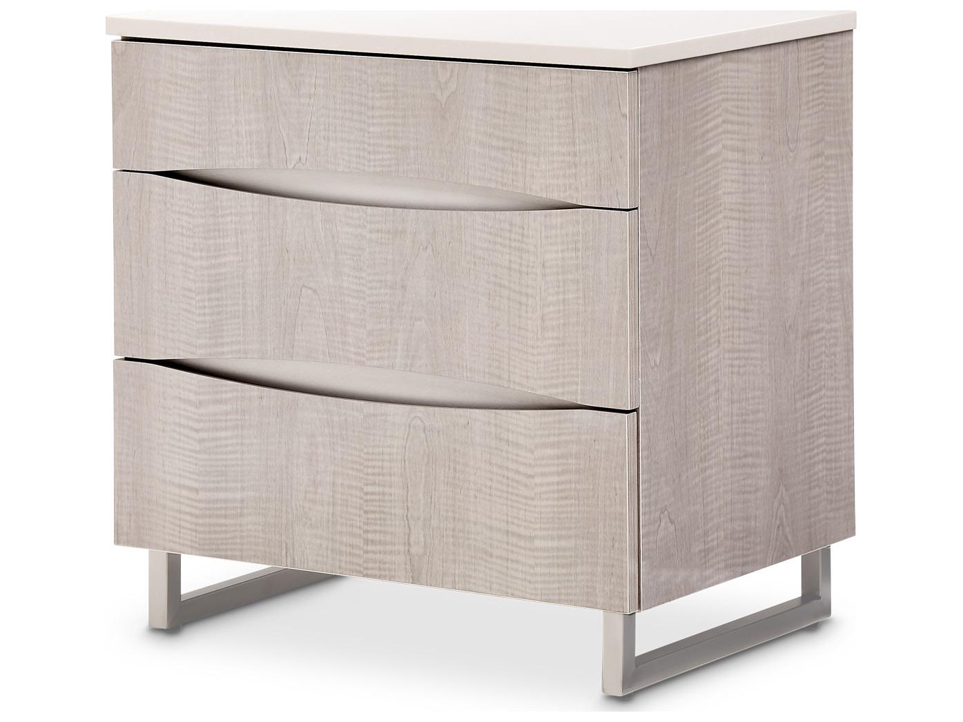 Michael Amini Marin 3-Drawers Gray Nightstand