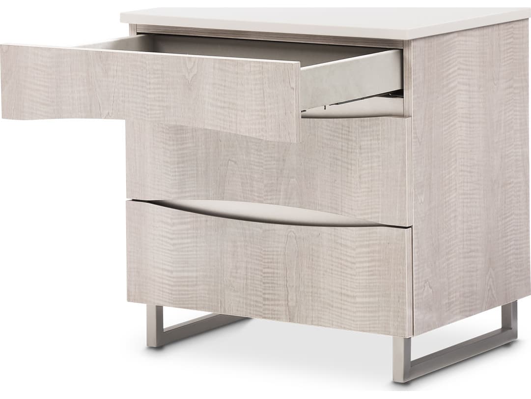 Michael Amini Marin 3-Drawers Gray Nightstand