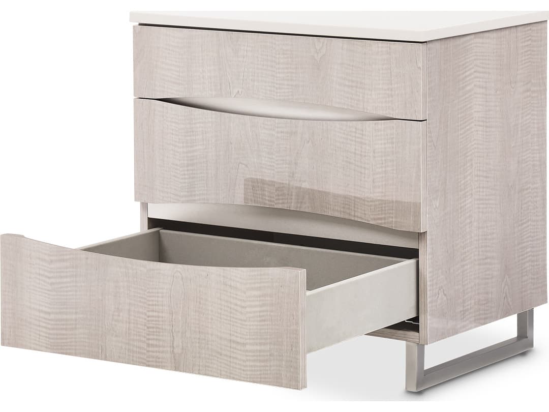 Michael Amini Marin 3-Drawers Gray Nightstand