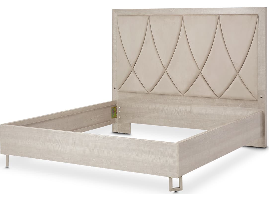Michael Amini Marin Gray Upholstered California King Panel Bed
