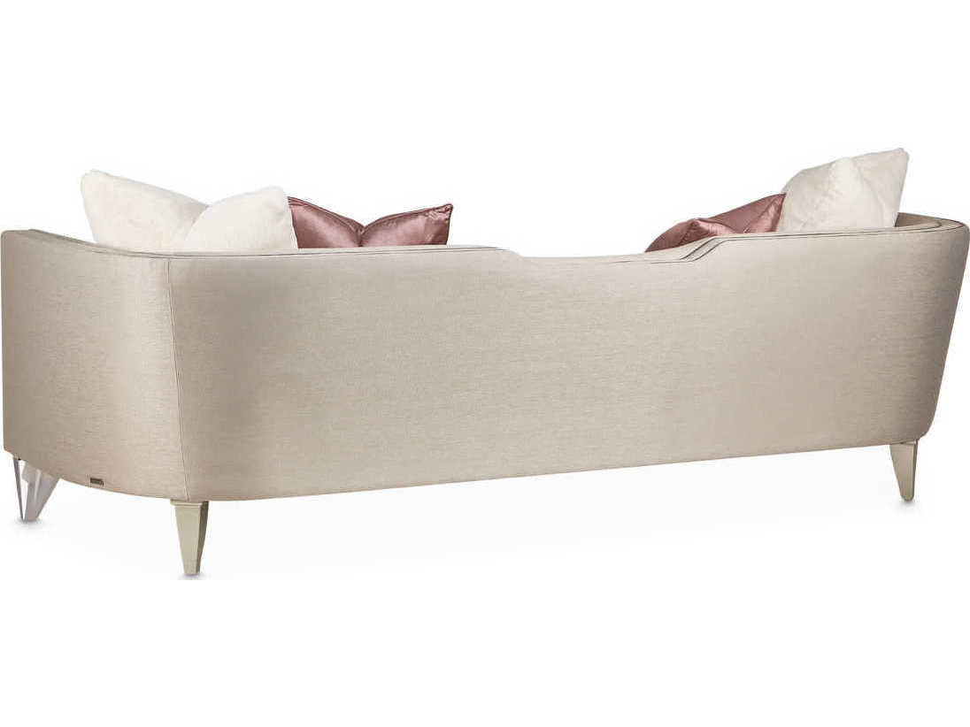 Michael Amini Linea Metallic Beige Upholstered Sofa