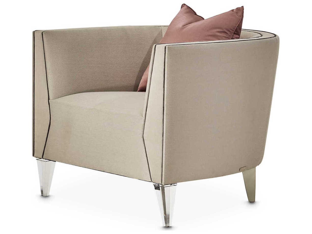 Michael Amini Linea Beige Fabric Accent Chair