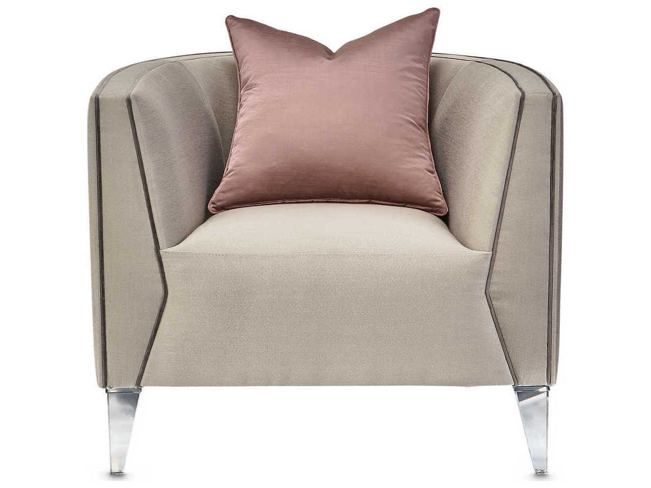 Michael Amini Linea Beige Fabric Accent Chair