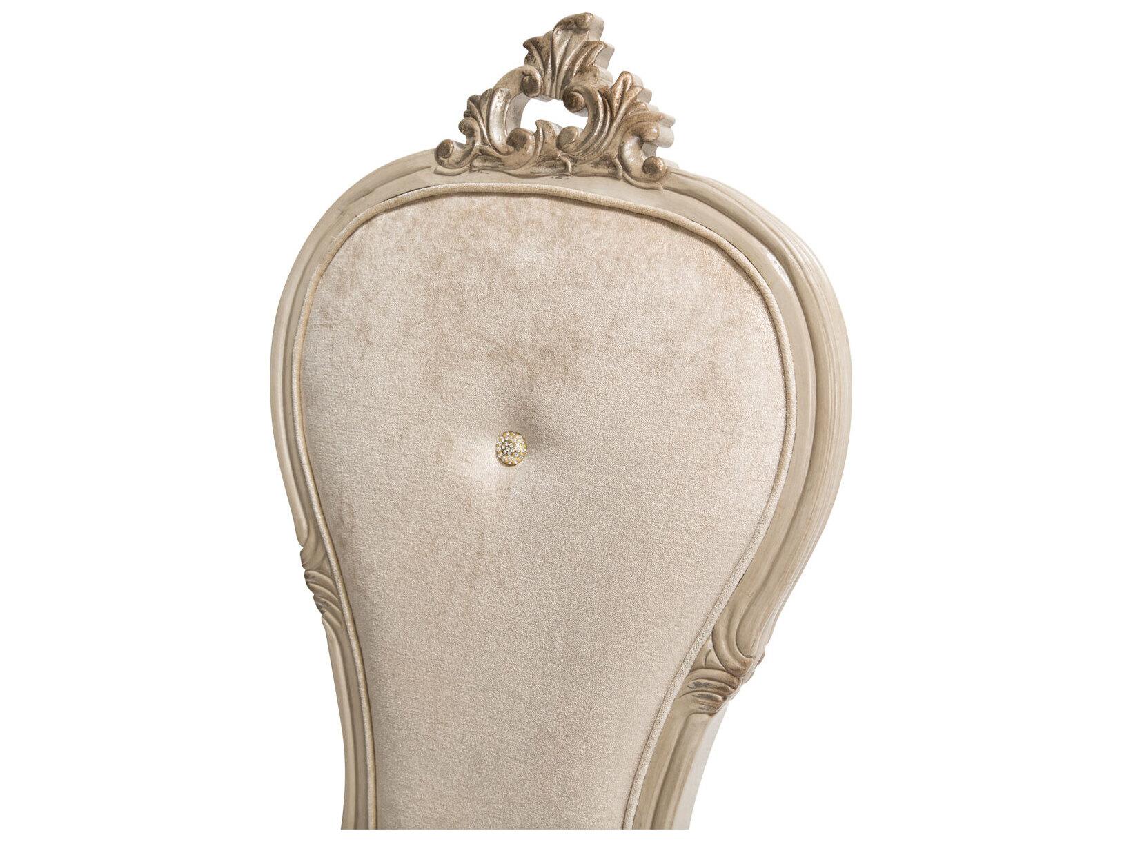 Michael Amini Platine De Royale Rubberwood Champagne Velvet Upholstered Armless Dining Chair