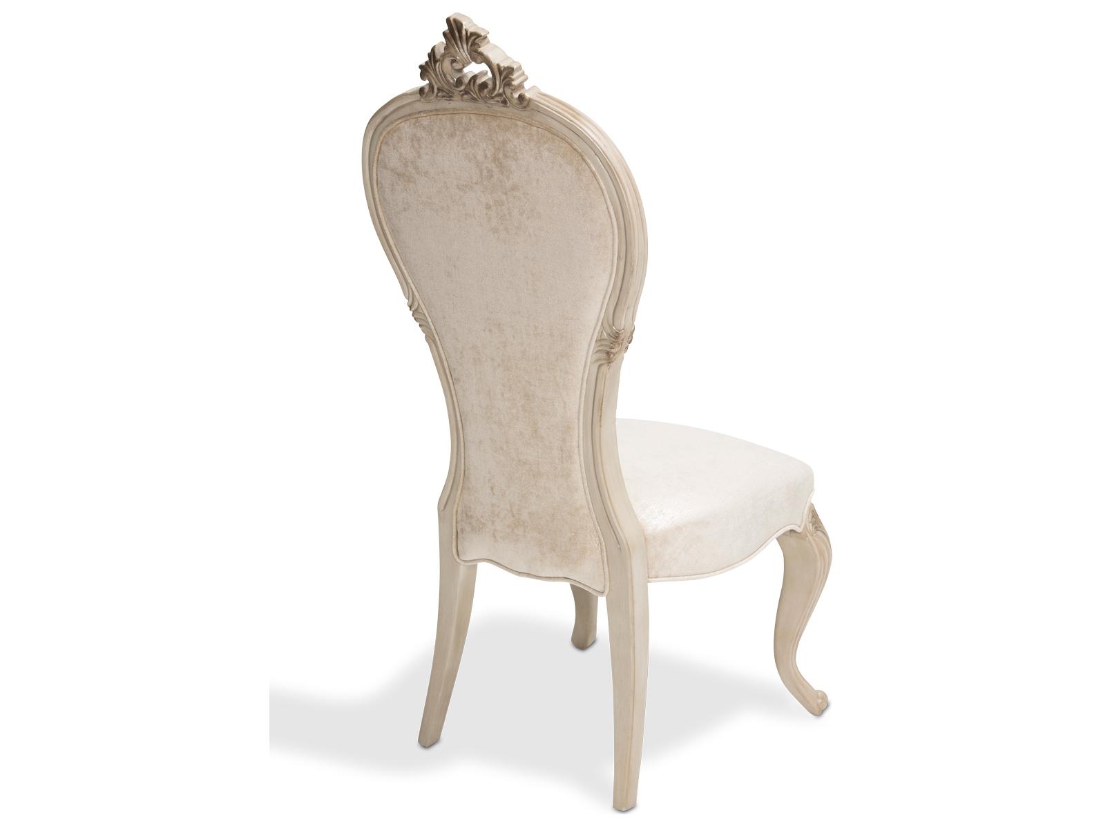 Michael Amini Platine De Royale Rubberwood Champagne Velvet Upholstered Armless Dining Chair