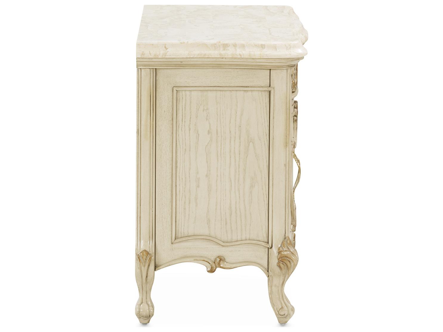 Michael Amini Platine De Royale 1-Drawer Champagne Poplar Wood Nightstand